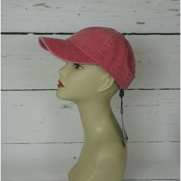 New True Religion Red Baseball Cap Hat Crystal Horseshoe Logo Bling Minimalist - Picture 2 of 12